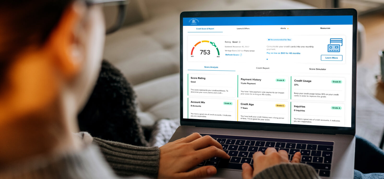 My Credit Score on home computer screen